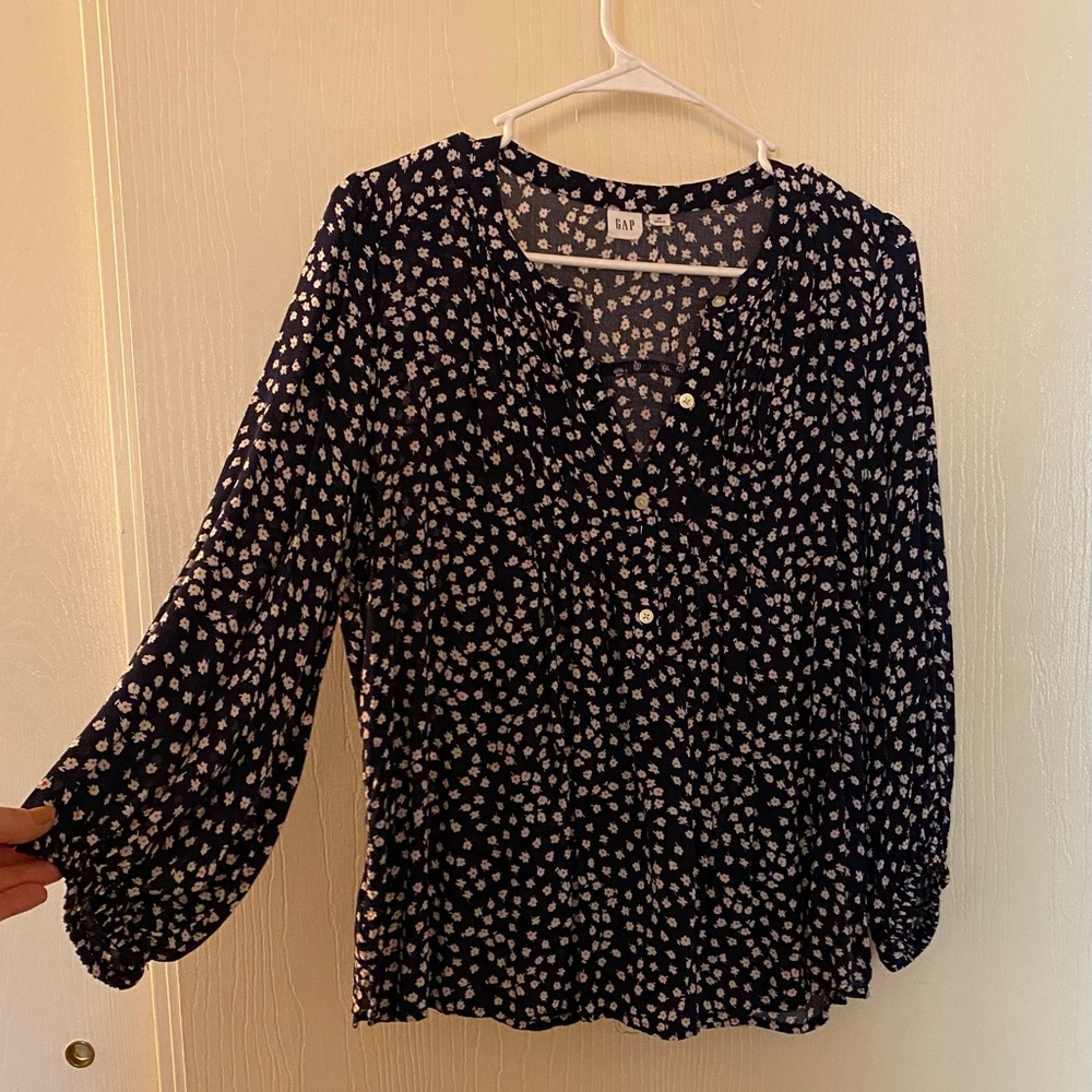 Navy Floral blouse, Gap, M